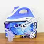 Orbit steam iron in use removing wrinkles from a shirt
