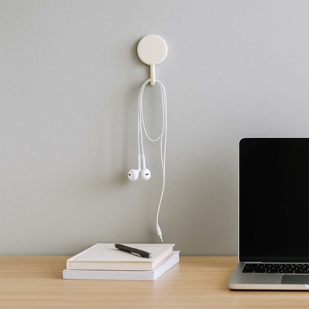 Adhesive hook set displayed on a smooth surface for easy installation