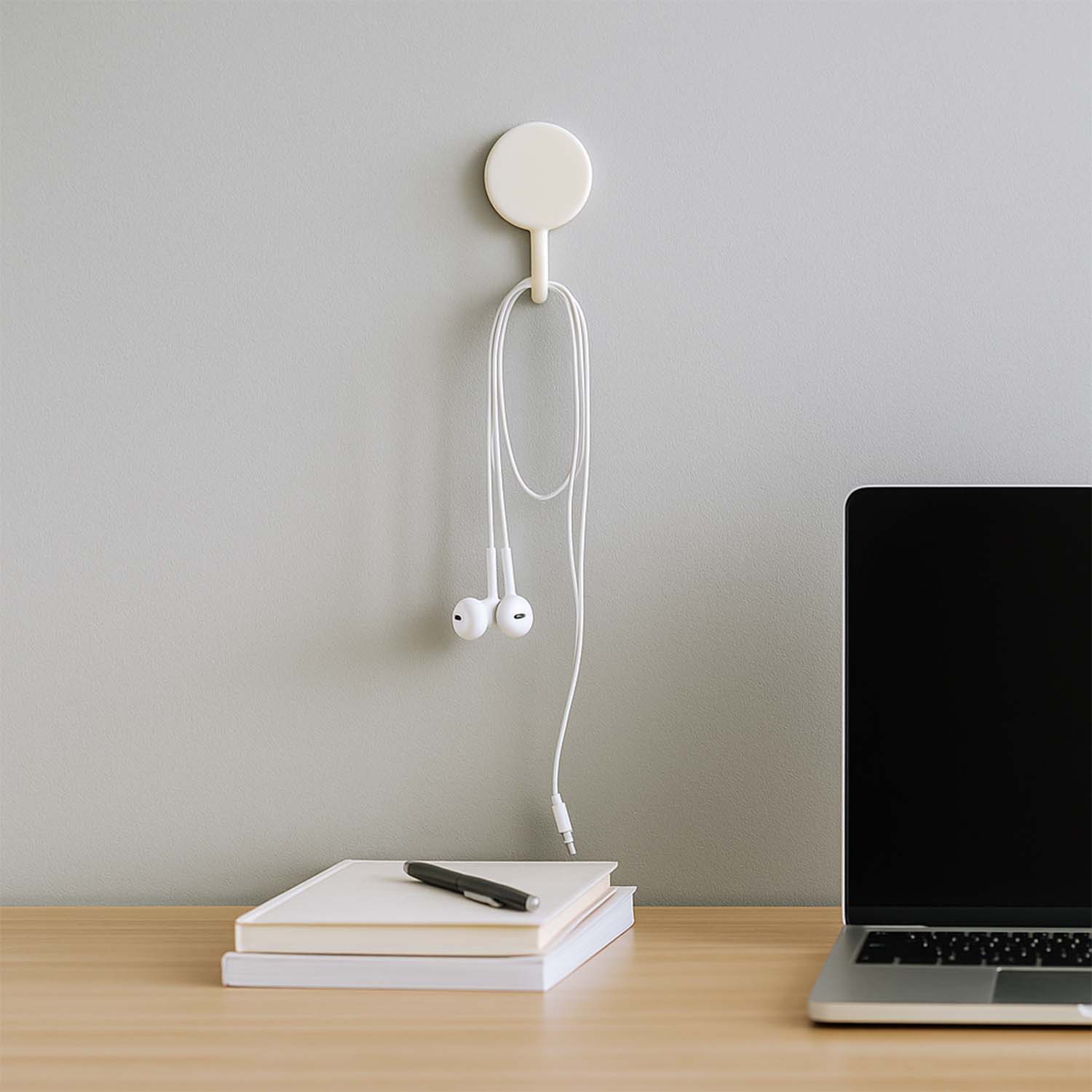 Adhesive hook set displayed on a smooth surface for easy installation