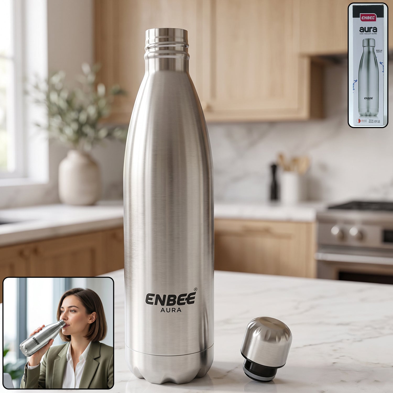Stainless steel insulated water bottle for hot and cold beverages