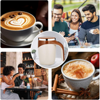 The self-stirring coffee mug with its secure lid closed, ready for on-the-go use.