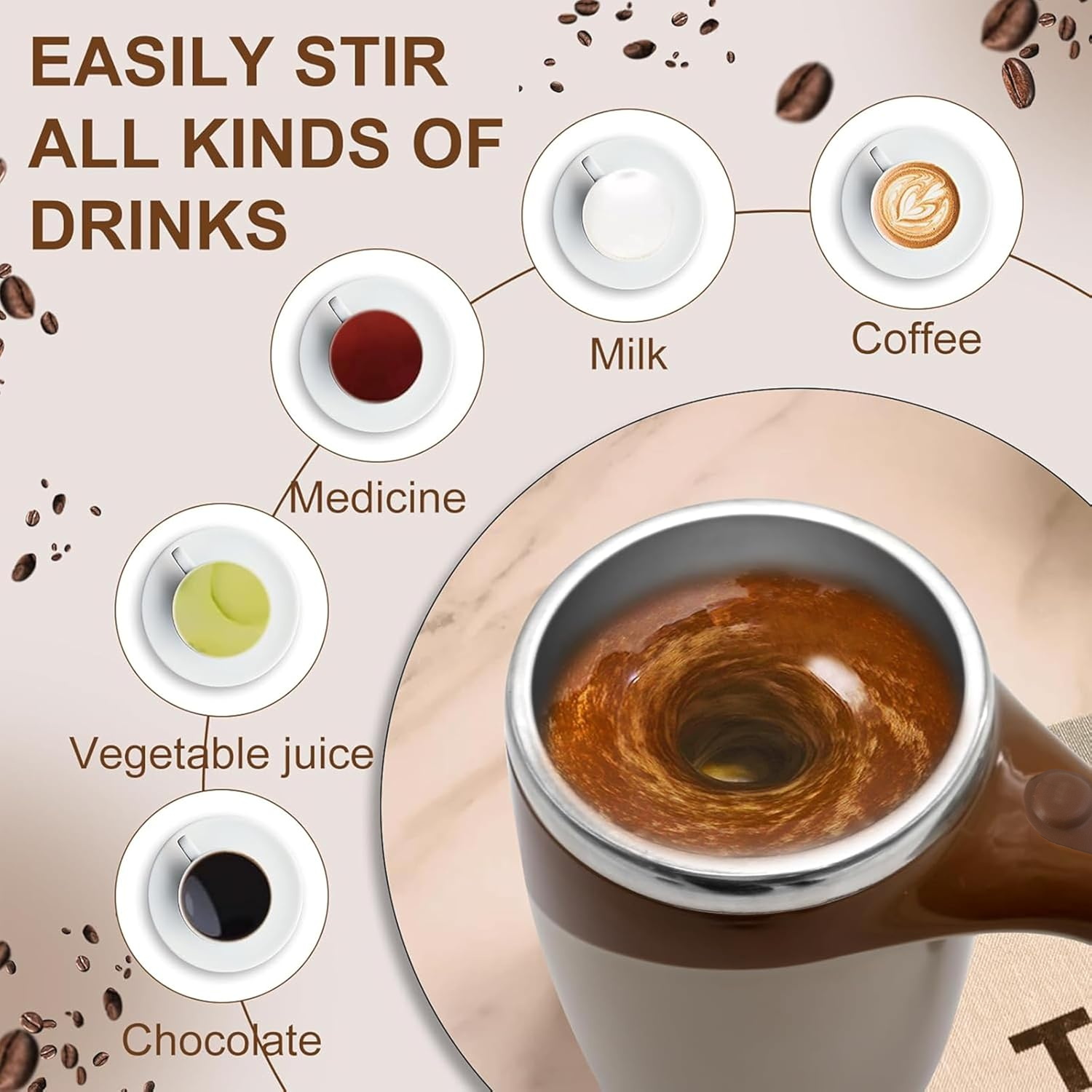 Underside of the self-stirring mug, showing the conveniently located battery compartment.