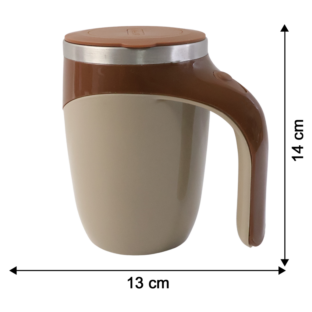 Detailed dimensions of the portable self-stirring coffee mug for easy reference.