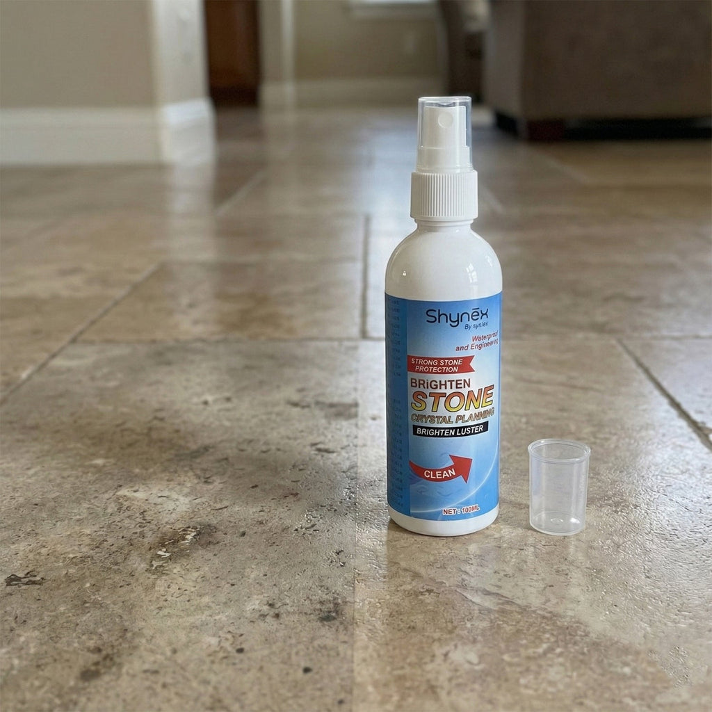 Applying Stone Stain Remover gel to a kitchen stone slab to lift tough stains.