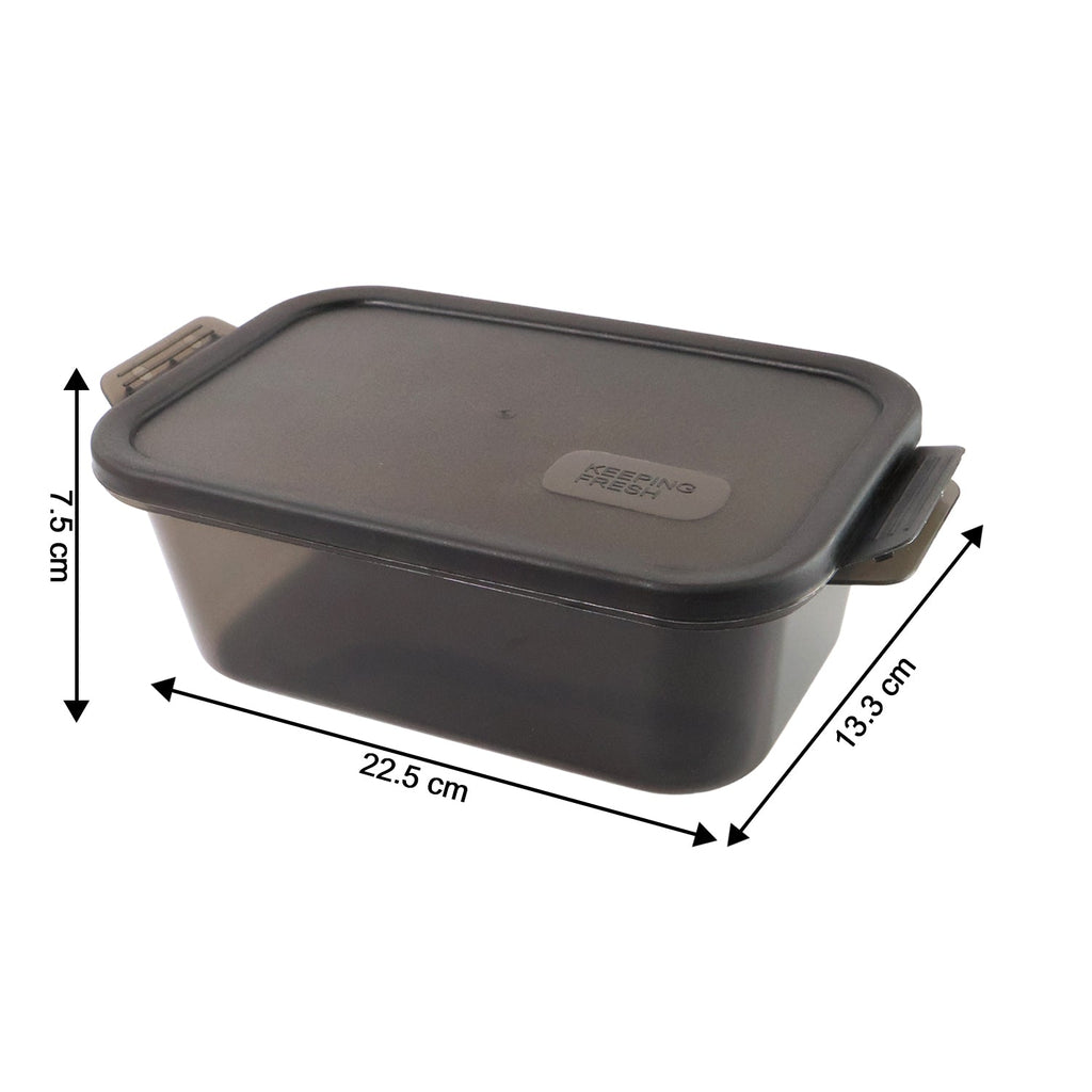 Rectangular food container showing its robust snap seal lid and design.