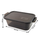 Rectangular food container showing its robust snap seal lid and design.