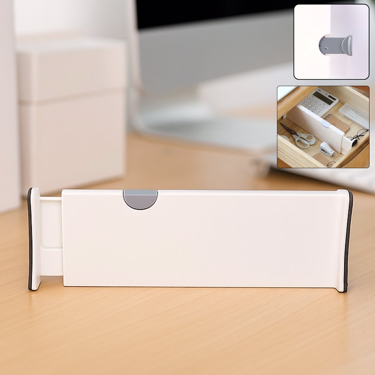 Expandable drawer dividers organizing kitchen utensils neatly in drawer