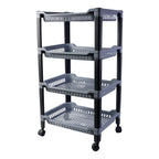 Rolling storage rack with four shelves for versatile home organization