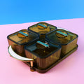 Dryfruit Storage Box set with golden tray and transparent airtight containers