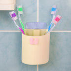 Spacious toothbrush holder mounted on a smooth bathroom wall