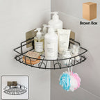 Wall-mounted corner bathroom storage rack installed in shower corner