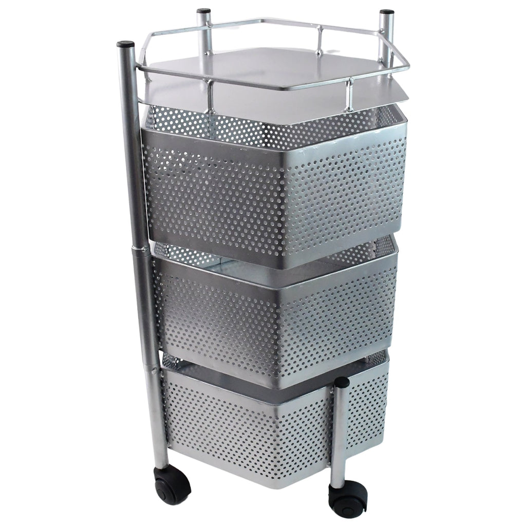 Moving kitchen storage trolley with smooth rotating wheels for easy mobility
