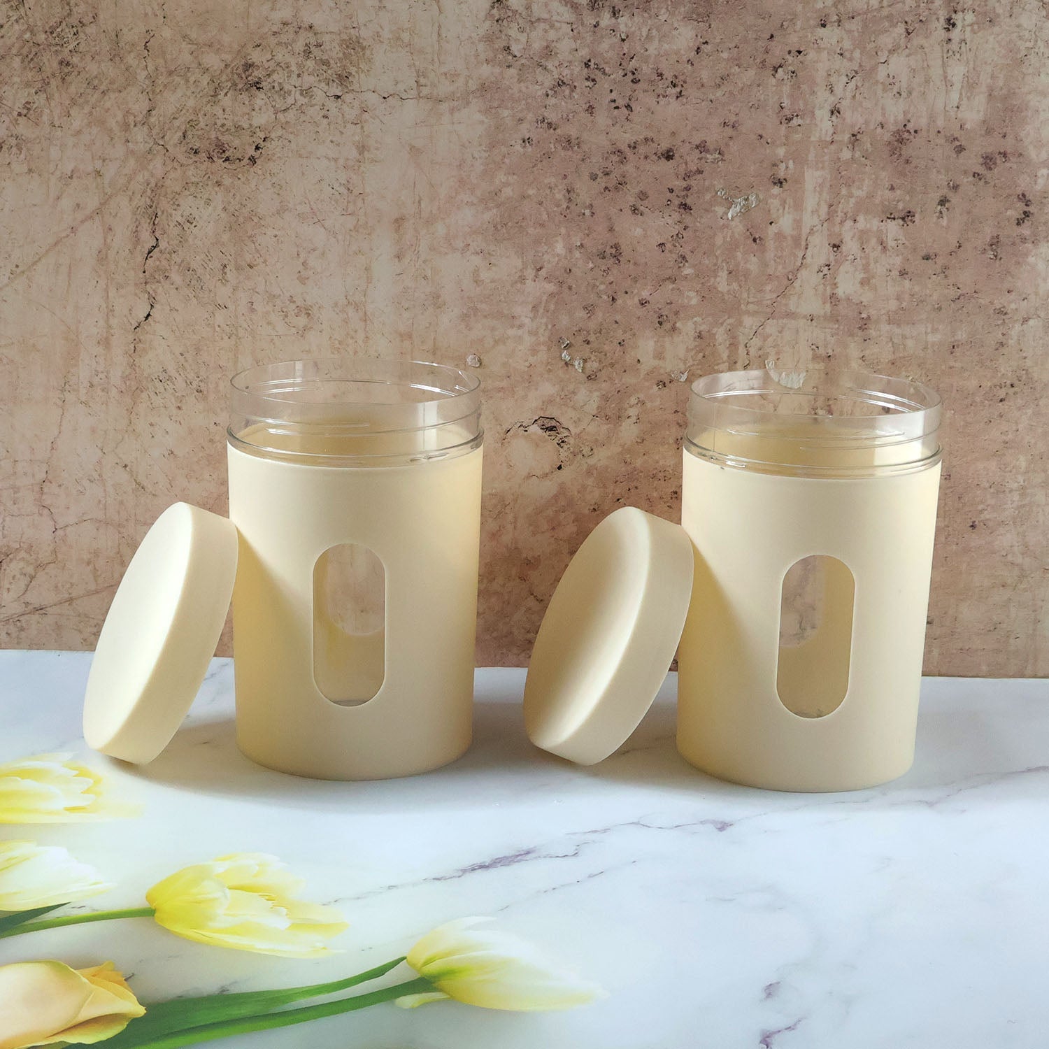 Durable 2-piece kitchen container set for grains and snacks