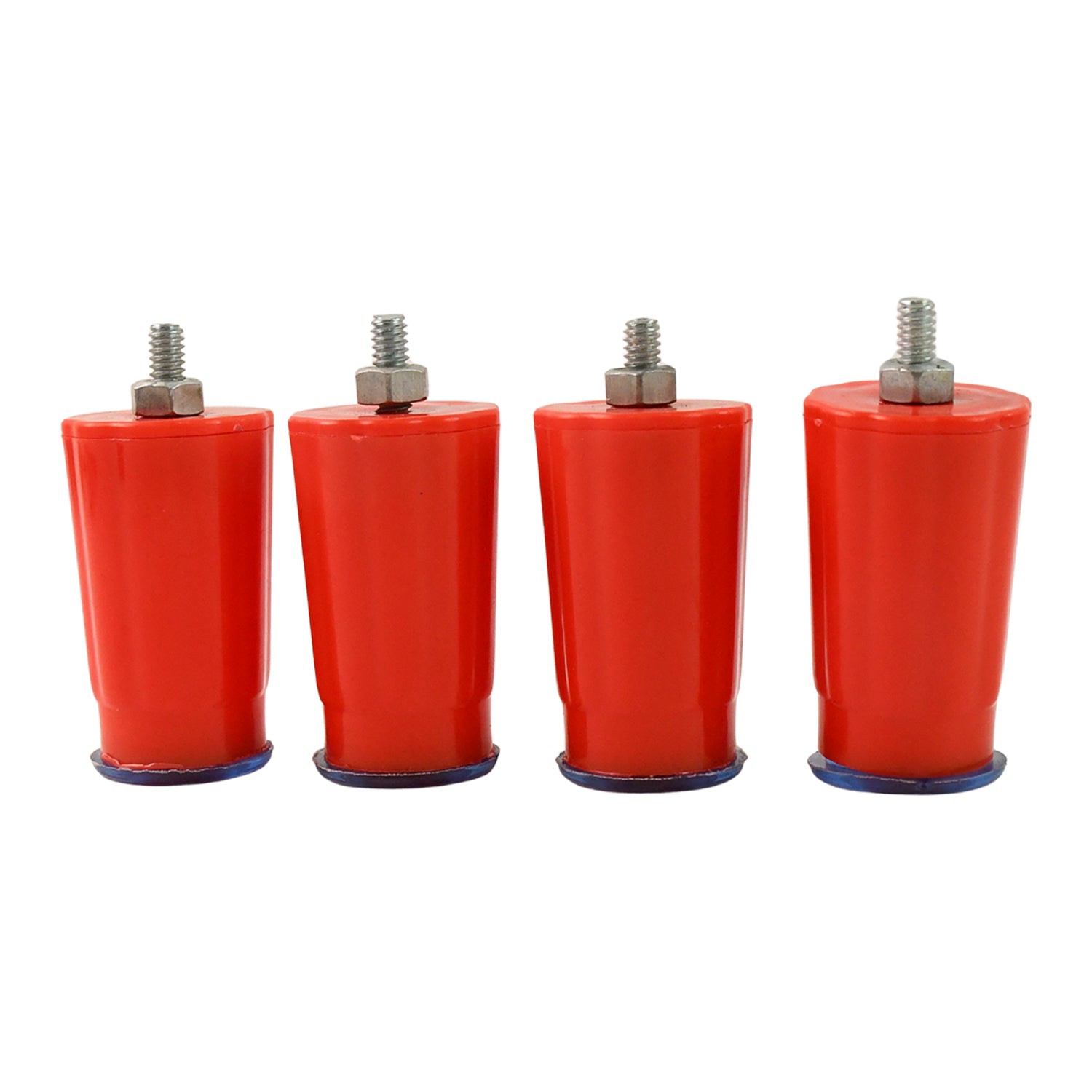 Gas stove stabilizer legs with robust rubber footing for firm grip.