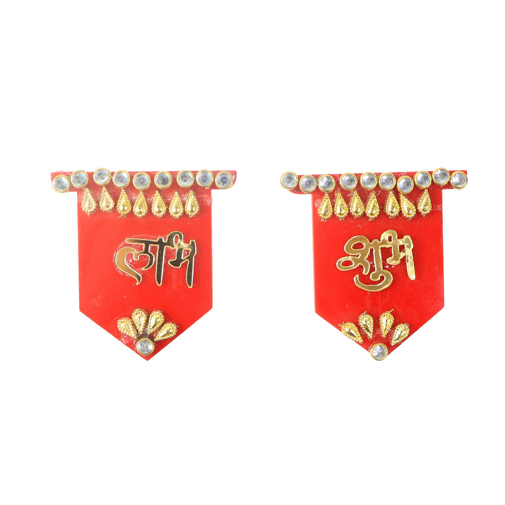 Festive decoration using Shubh Labh wall hangings with ethnic motifs
