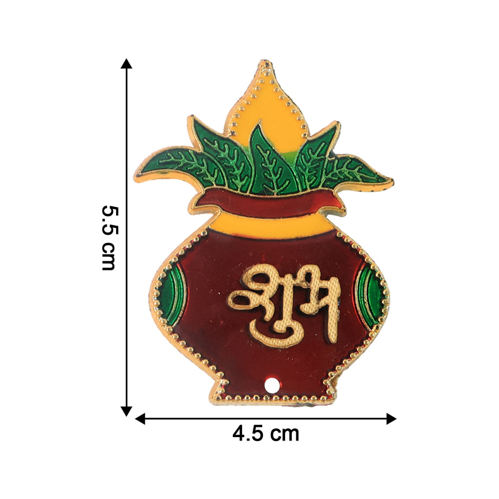 Golden accented Shubh Labh wall hangings for pooja room and temple decor