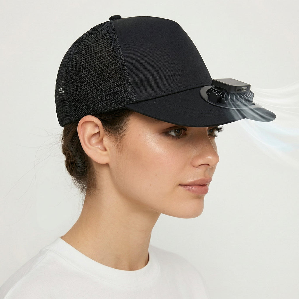 Ventilated USB fan hat ideal for outdoor sports and travel