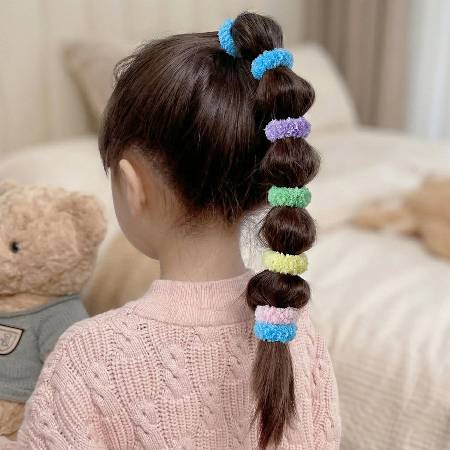 Elastic hair ties made with soft terry fabric