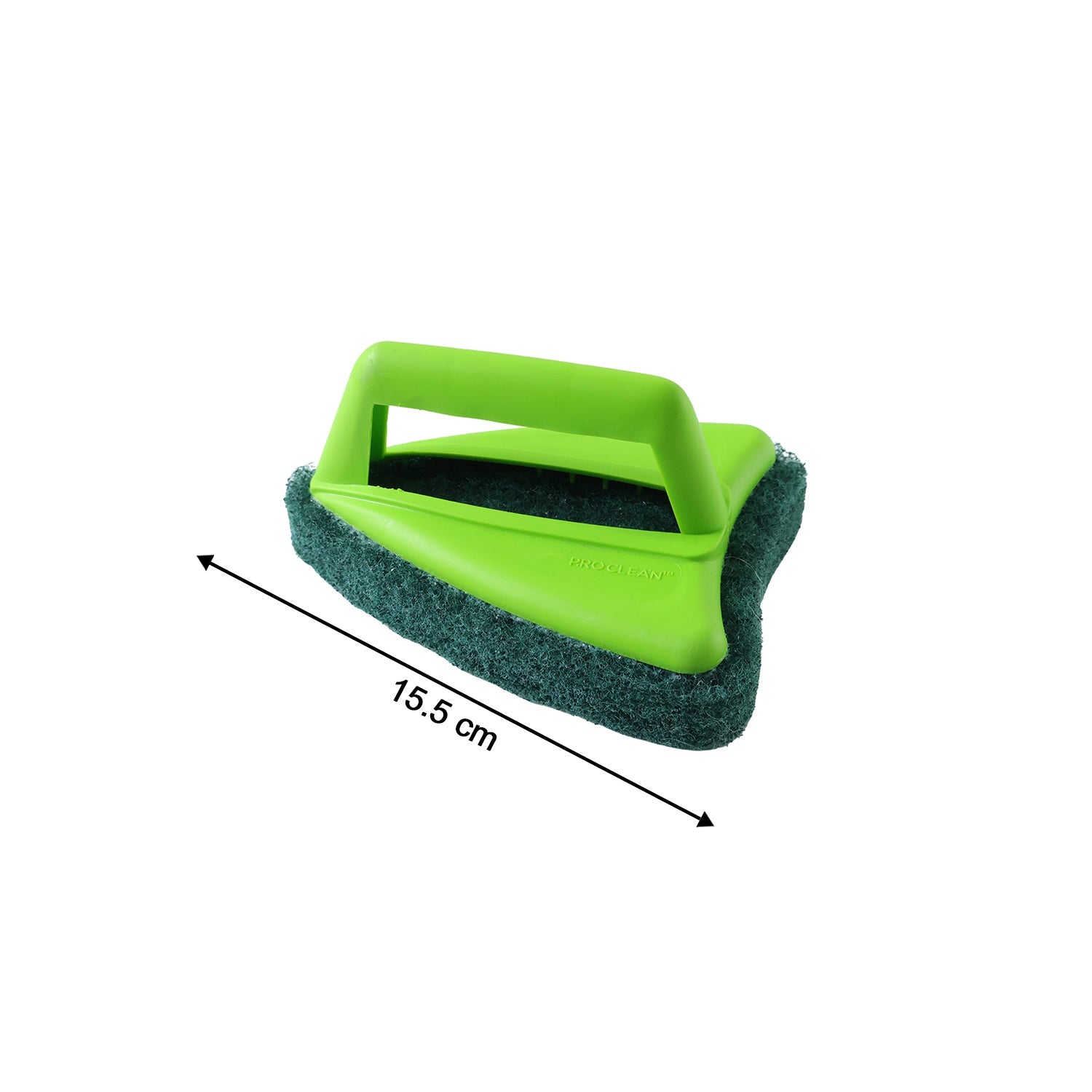 Angled view of the Pro Clean abrasive scrubber brush designed for floor cleaning.