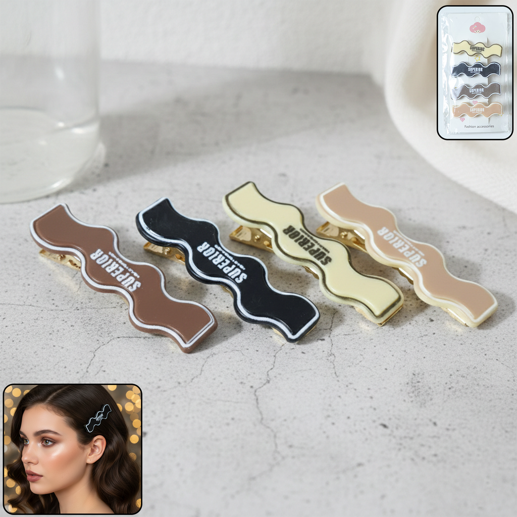 Close-up of a premium curved fashion hair clip with smooth edges