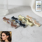 Close-up of a premium curved fashion hair clip with smooth edges