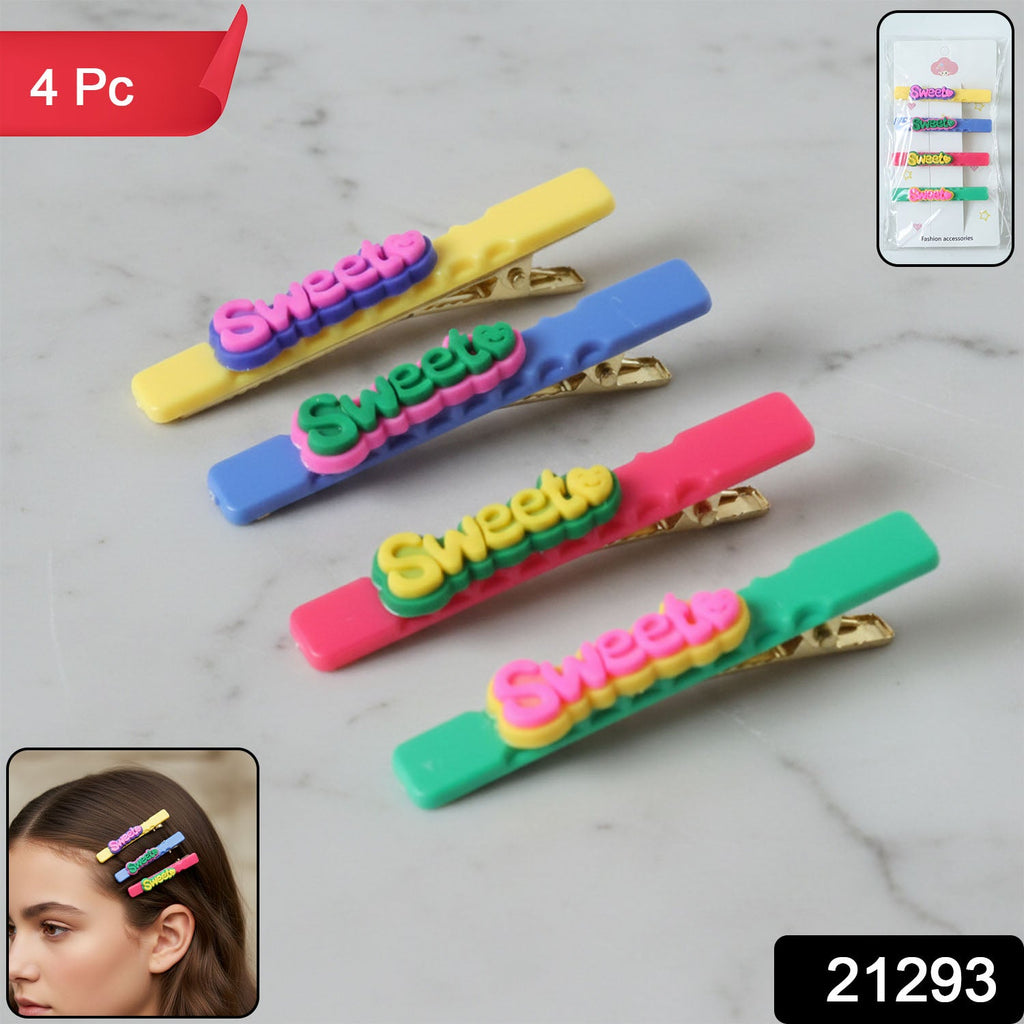 Sweet Text decorative hair clip set showcasing vibrant colors
