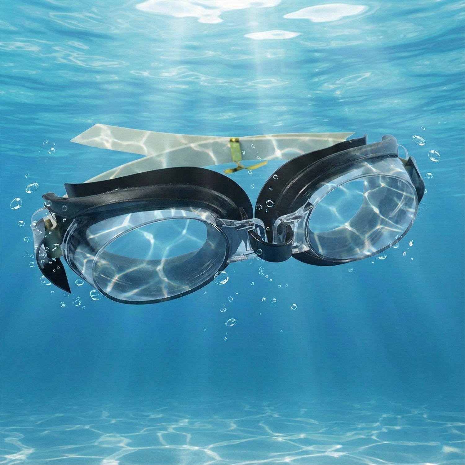 Clear aqua swimming goggles with UV protection for pool and beach use