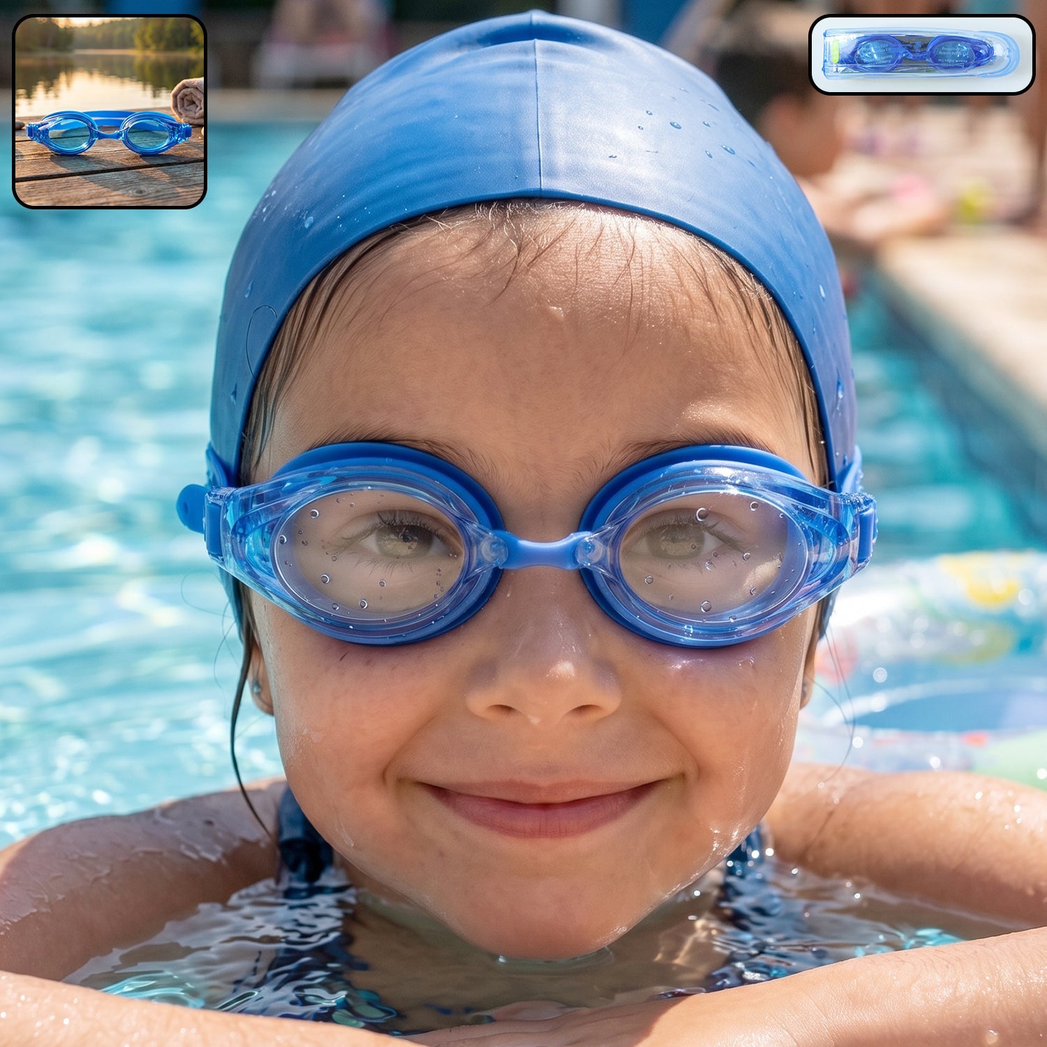 Kids professional swimming goggles with anti-fog coating and adjustable strap
