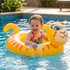 Bright, colorful tiger float ring for water activities