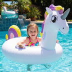 Children's inflatable pool float with unicorn design and safety handles