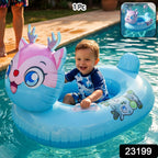 Cartoon animal swim ring for kids with safety handle in pool or beach
