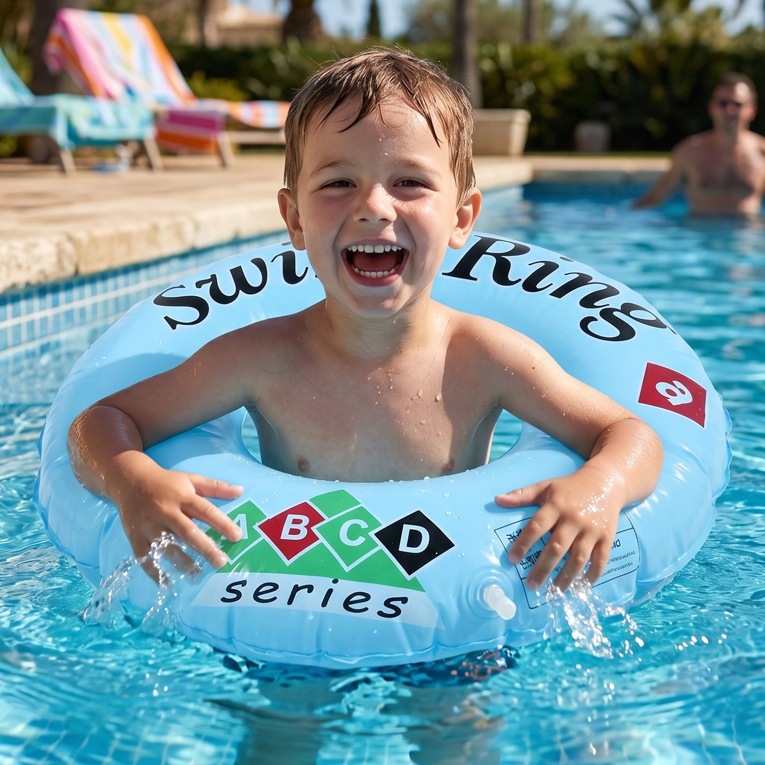 easy-to-inflate kids swim ring for pool activities