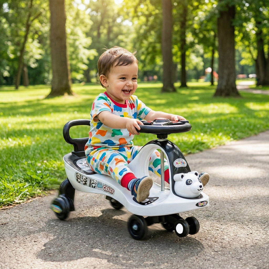 Kids musical ride-on swing car toy for indoor fun and development