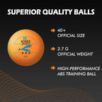 Stack of three bright orange 3-star table tennis balls