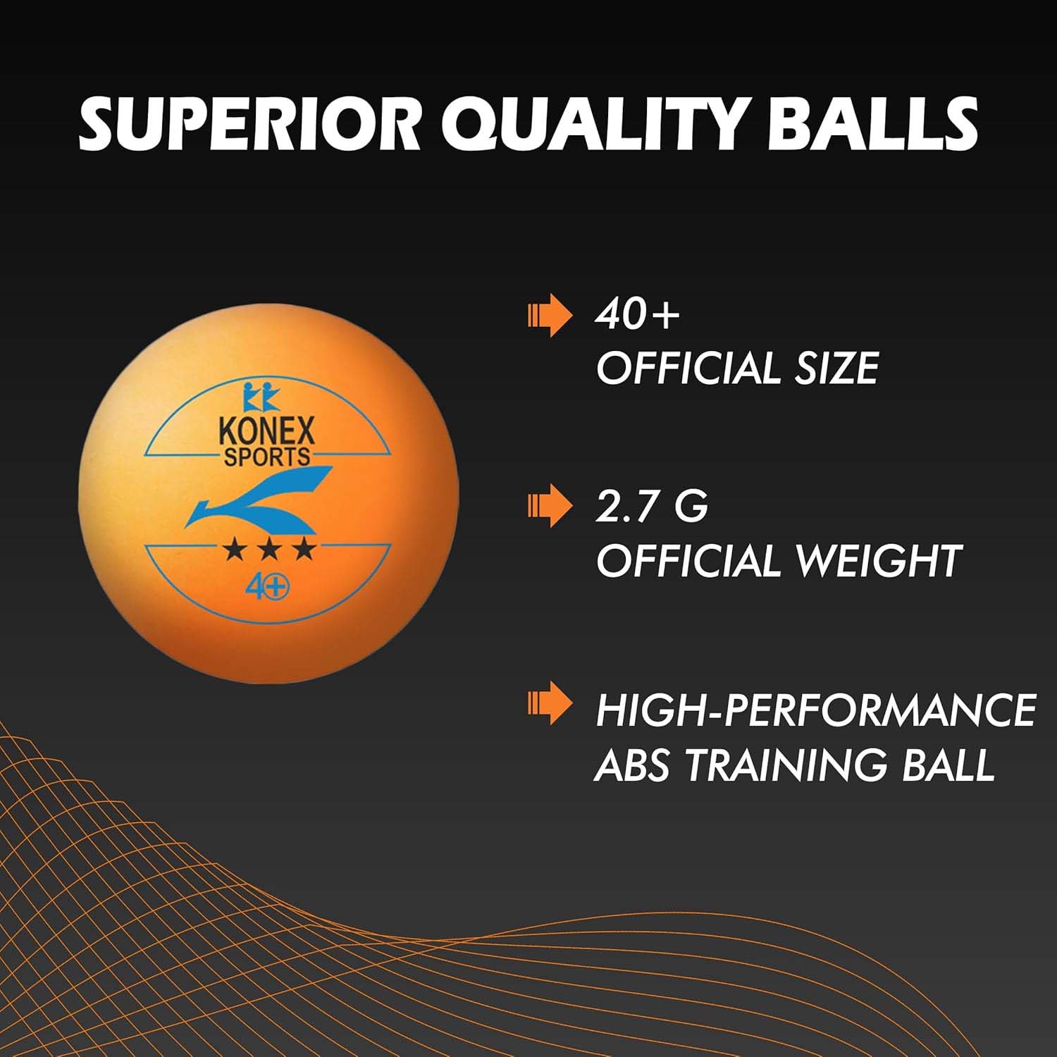 Stack of three bright orange 3-star table tennis balls