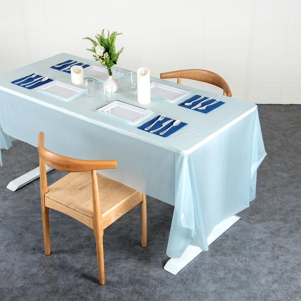 Folded plastic table cover compact for storage and transport