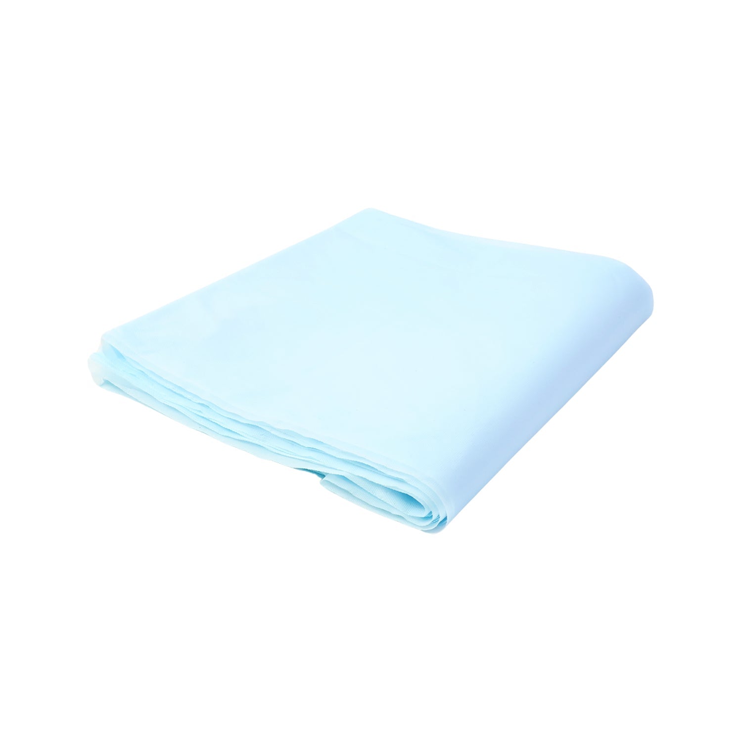 Disposable plastic table cover in use during meal or event