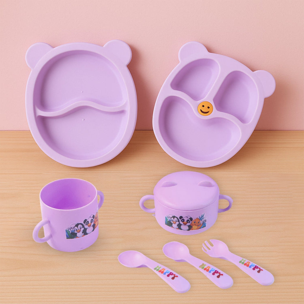 Cute Children’s Tableware Dining Kit with panda design and easy grip handles