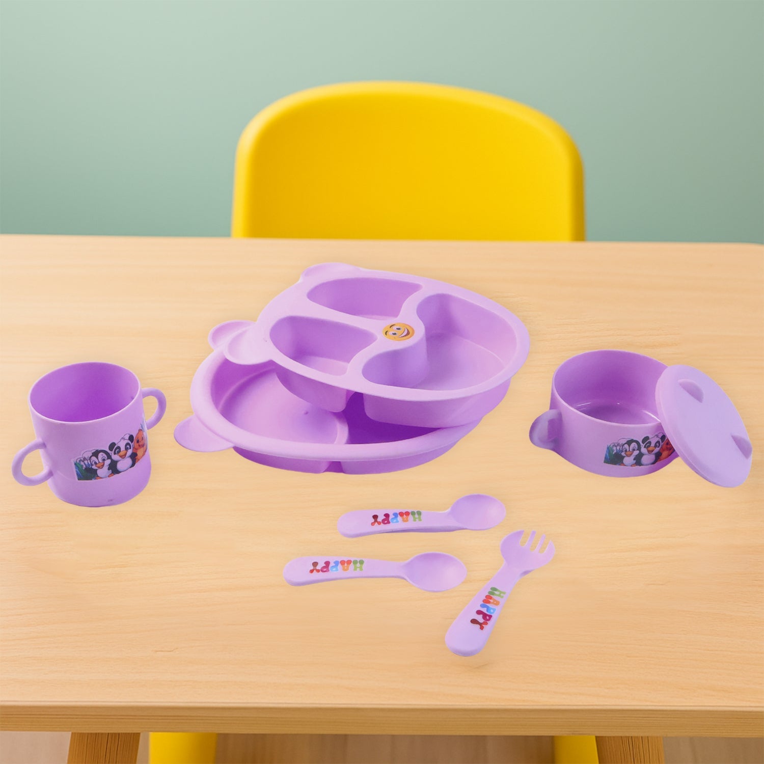 Complete Children’s Tableware Dining Set including spoon, fork, mug, and plate