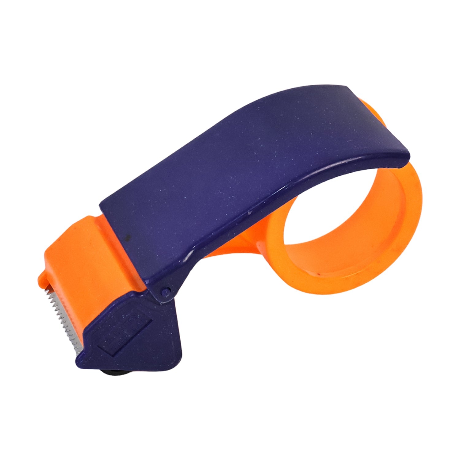 Packing tape dispenser with safe cutter for adhesive tape rolls