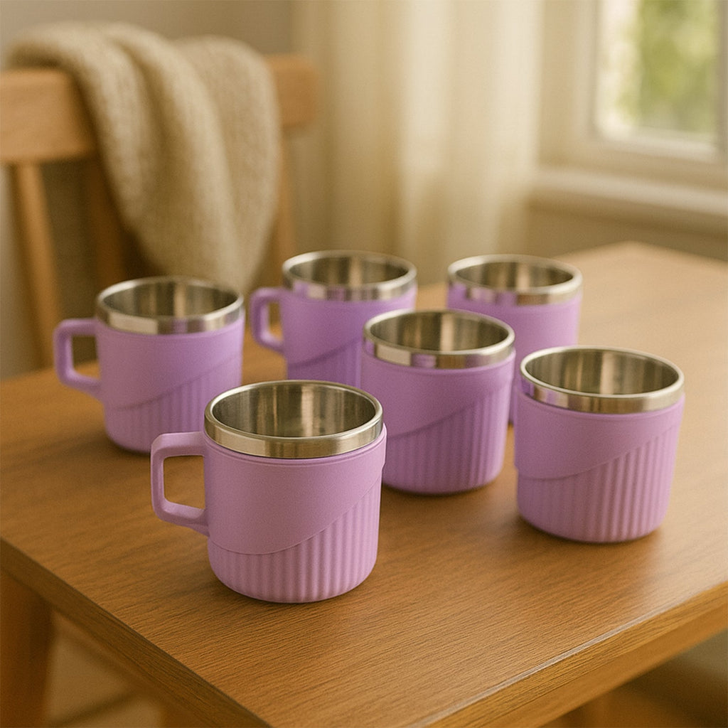 Set of 6 durable coffee mugs, perfect for daily use in homes and offices.