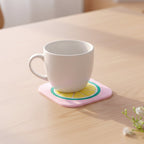 Selection of colorful fruit-themed silicone drink coasters including lemon design
