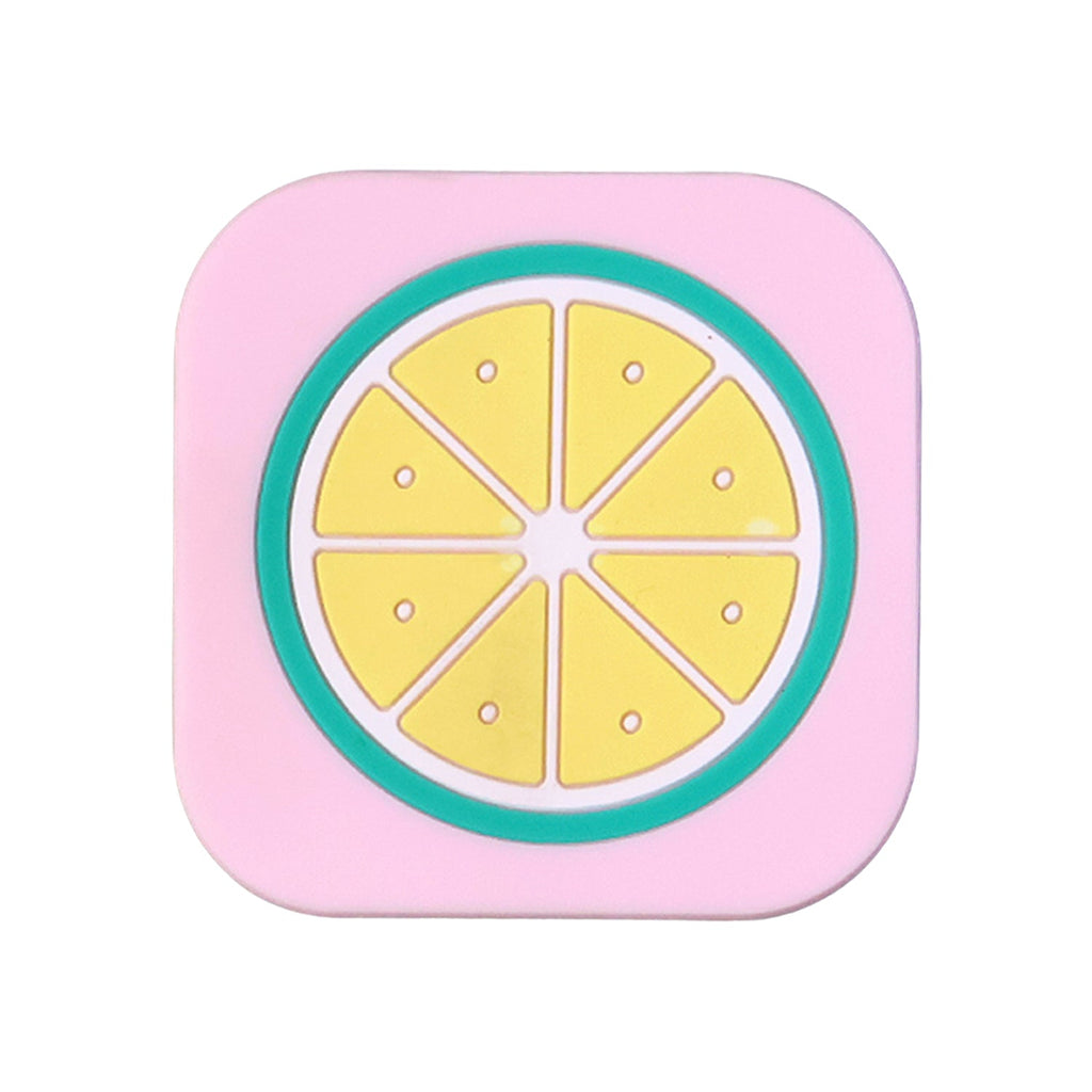 Close-up view of textured surface on silicone lemon drink coaster