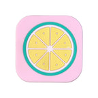 Close-up view of textured surface on silicone lemon drink coaster