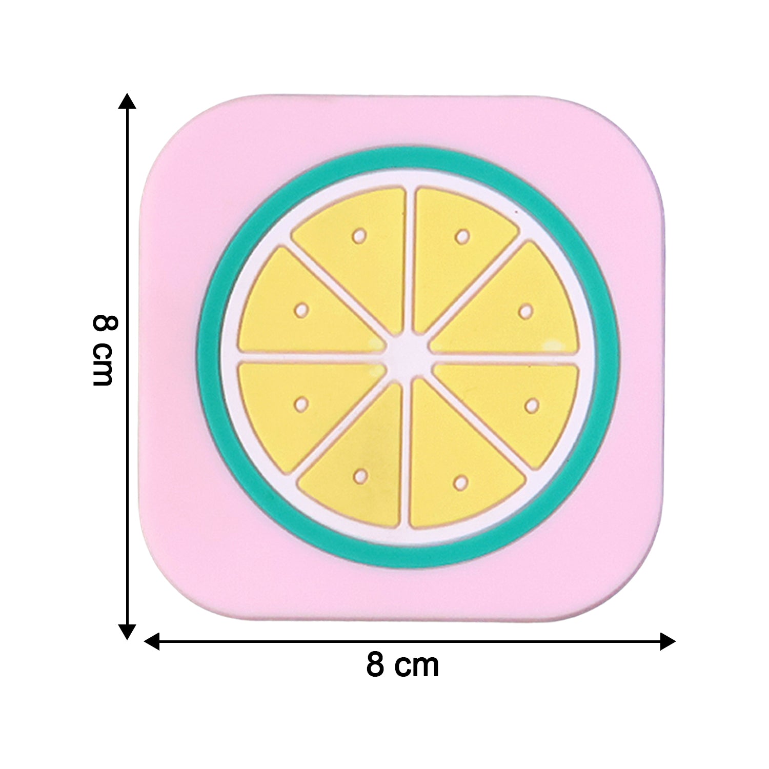 Bright yellow lemon silicone drink coaster displayed on coffee table