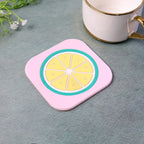 Heat-resistant premium silicone coaster with colorful fruit patterns