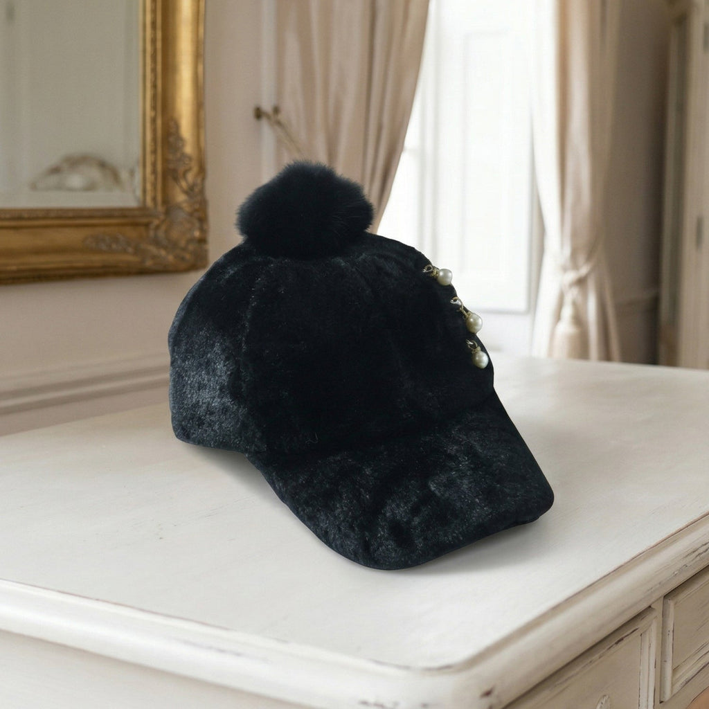 Close-up of plush texture on winter fur cap
