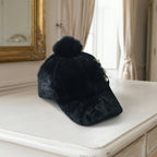 Close-up of plush texture on winter fur cap