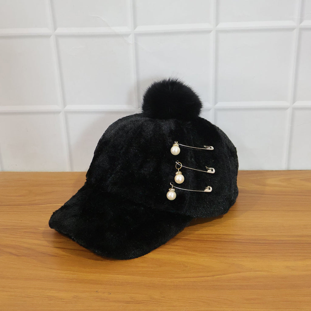 Outdoor look of winter fur cap worn by a woman