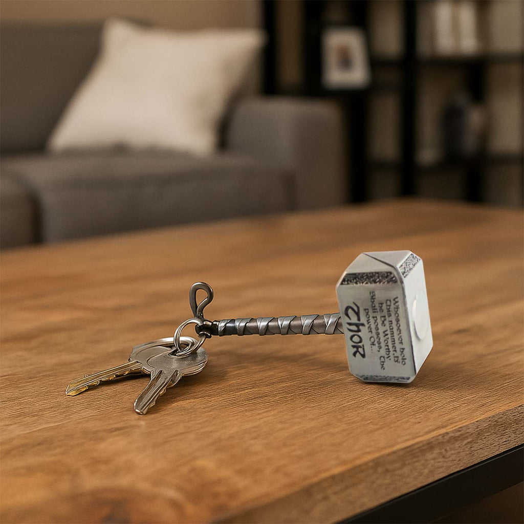 Compact miniature hammer keychain accessory in metal alloy